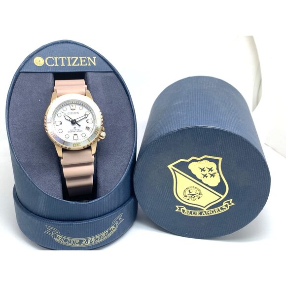 Citizen Women's Watch EO2023-00A Eco Drive Silver Dial Rose Gold Rubber Strap - Picture 3 of 15